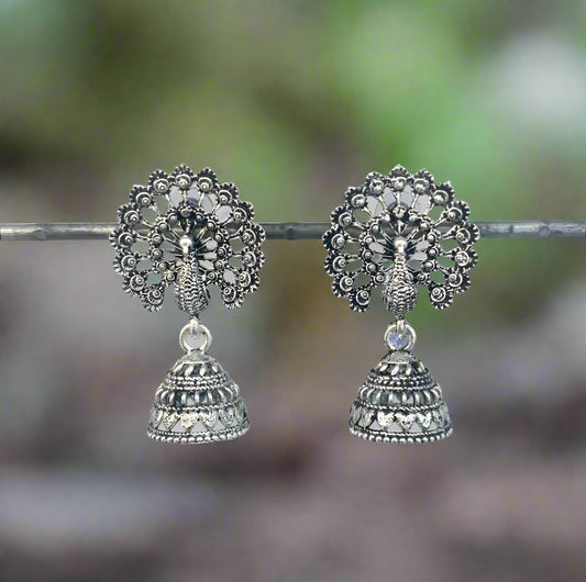 Mor Oxidized Jhumka